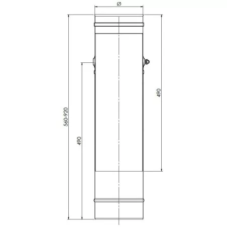 plan élément droit reglable 560-920 mm - conduit de fumée simple paroi