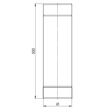 plan élément droit 500 mm - conduit de ventilation haute simple paroi