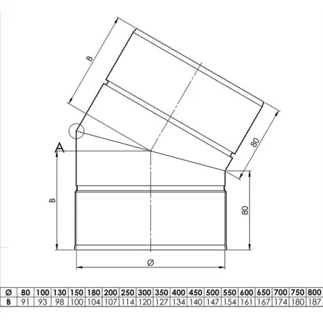 plan coude 30 - conduit de ventilation haute simple paroi