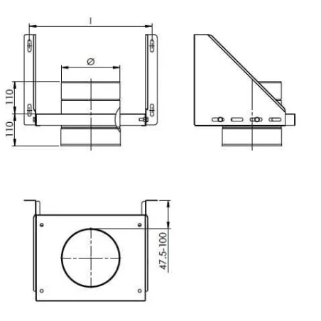 plan support mural ajustable conduit de ventilation haute simple paroi