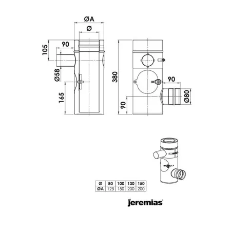 plan te 90 compact fumees noir - conduit de fumée concentrique noir poêle à pellets