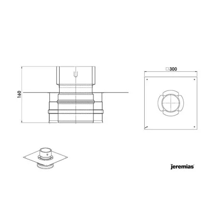 plan plaque TWIN-BIOMASS vers flexible - conduit de fumée concentrique noir poêle à pellets