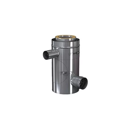 té 90 compact fumées 80 mm femelle et air ajustable 60 mm mâle - conduit de fumée triple paroi isolé