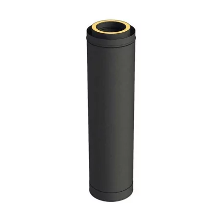 élément droit 1000 mm - conduit de fumée triple paroi isolé noir