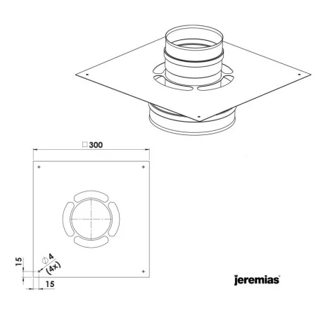 plan plaque adaptateur twin-biomass vers ew-eco - conduit de fumée concentrique pour poêle à pellet