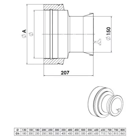 plan stabilisateur de tirage - conduit de fumée double paroi isolé