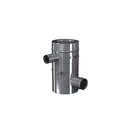 té 90 inox compact fumées 80 mm femelle et air ajustable 60 mm - conduit de fumée concentrique pour poêle à pellet