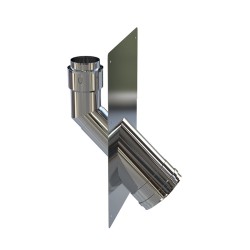 Plaque murale inox pour raccordement poêle vers tubage flexible avec coude 45° - Jeremias