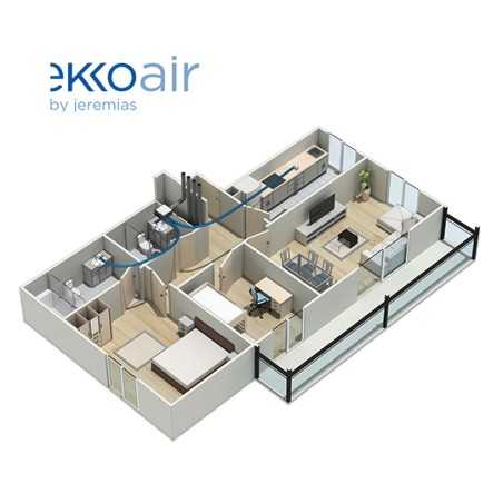 Plan 3D habitation VMC simple flux hygro - Jet Slim EC Ekkoair