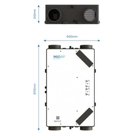 Dimensions Genius - VMC double flux extraplate Ekkoair