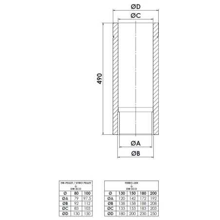 Schéma technique élément de finition design noir - conduit de fumée