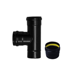 té 90 sortie fumées piquage femelle - conduit simple paroi en acier noir mat pour poêle à pellets